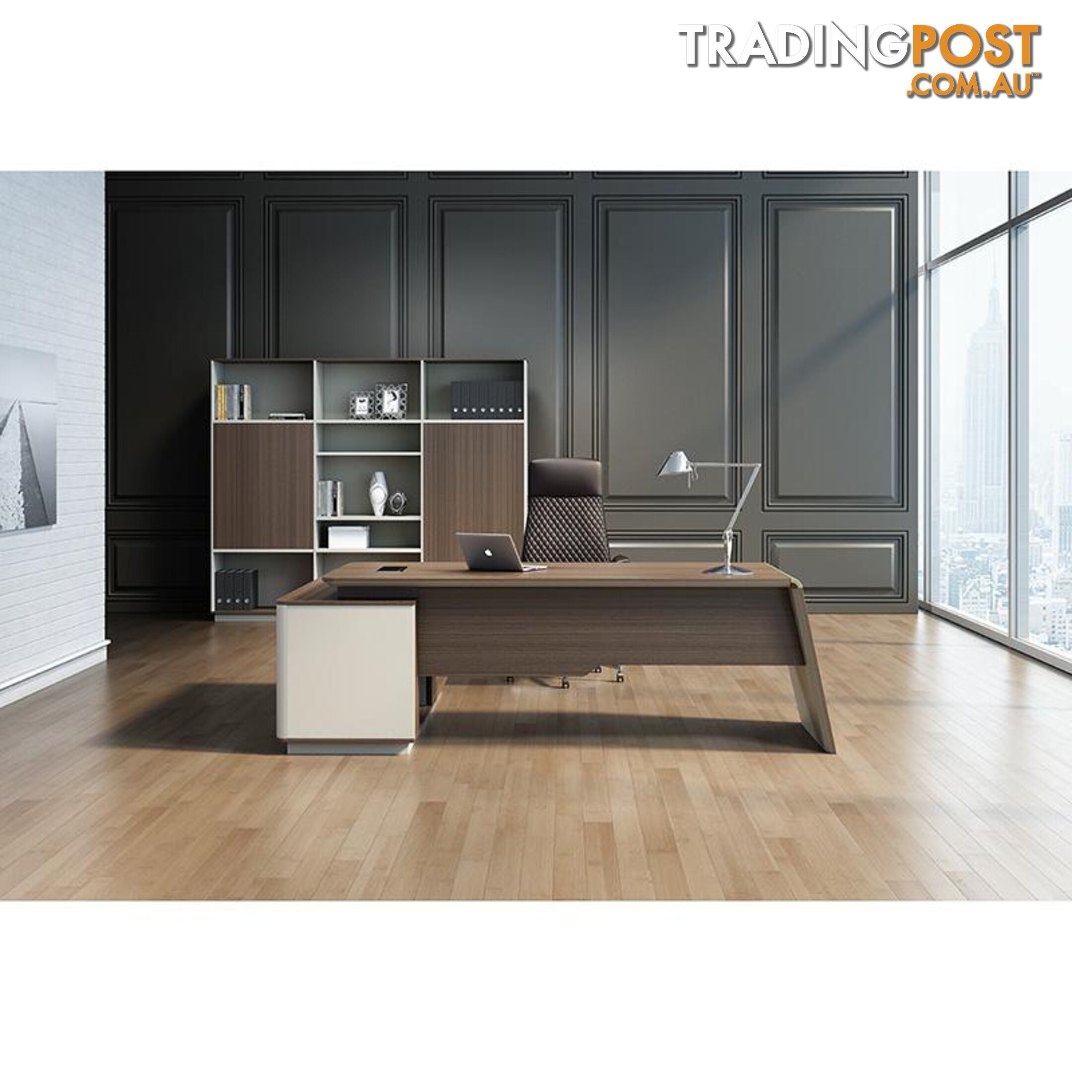 ANDERS Executive Desk Reversible Return 2.0M - Australian Gold Oak/ Beige - DF-TIAN-D0320 - 9334719010458