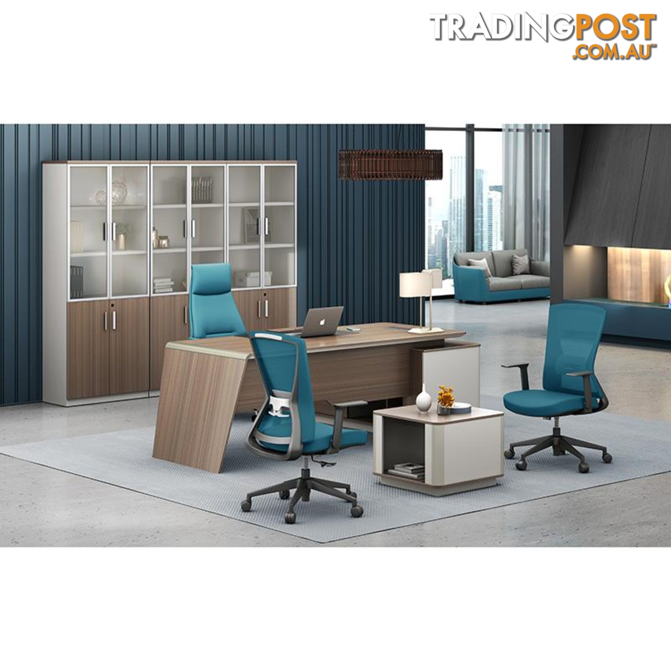 ANDERS Executive Desk Reversible Return 2.0M - Australian Gold Oak/ Beige - DF-TIAN-D0320 - 9334719010458