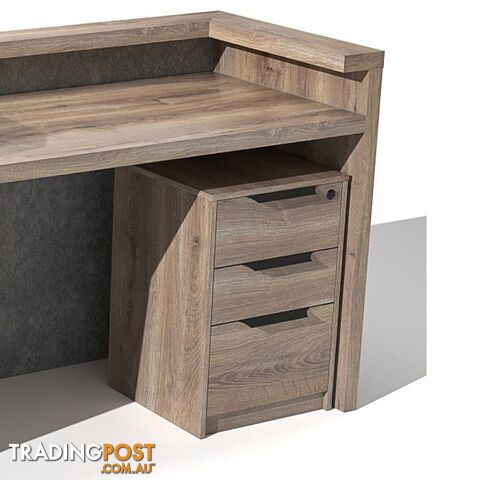 QUADE Reception Desk Left Panel 2.0M - Warm Oak & Concrete Color - WF-RT002-L-M - 9334719004853