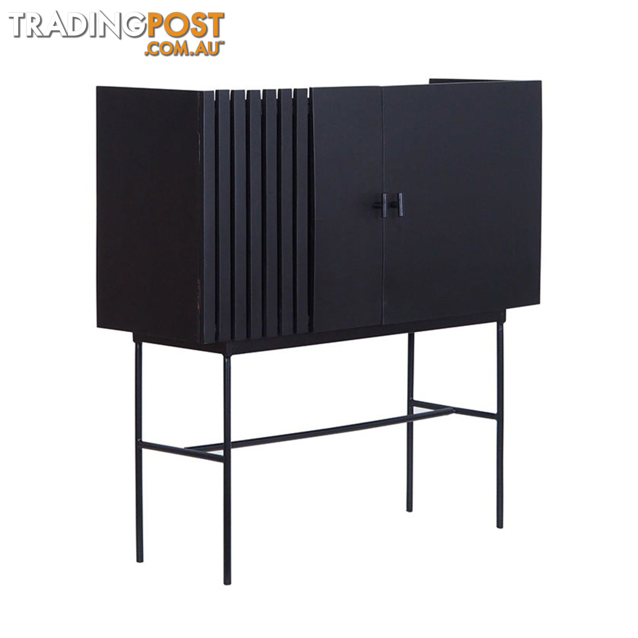 SHANTI Tall Sideboard 120cm Solid Acacia Wood - Black - LX-2110 - 9334719011875