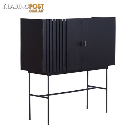 SHANTI Tall Sideboard 120cm Solid Acacia Wood - Black - LX-2110 - 9334719011875