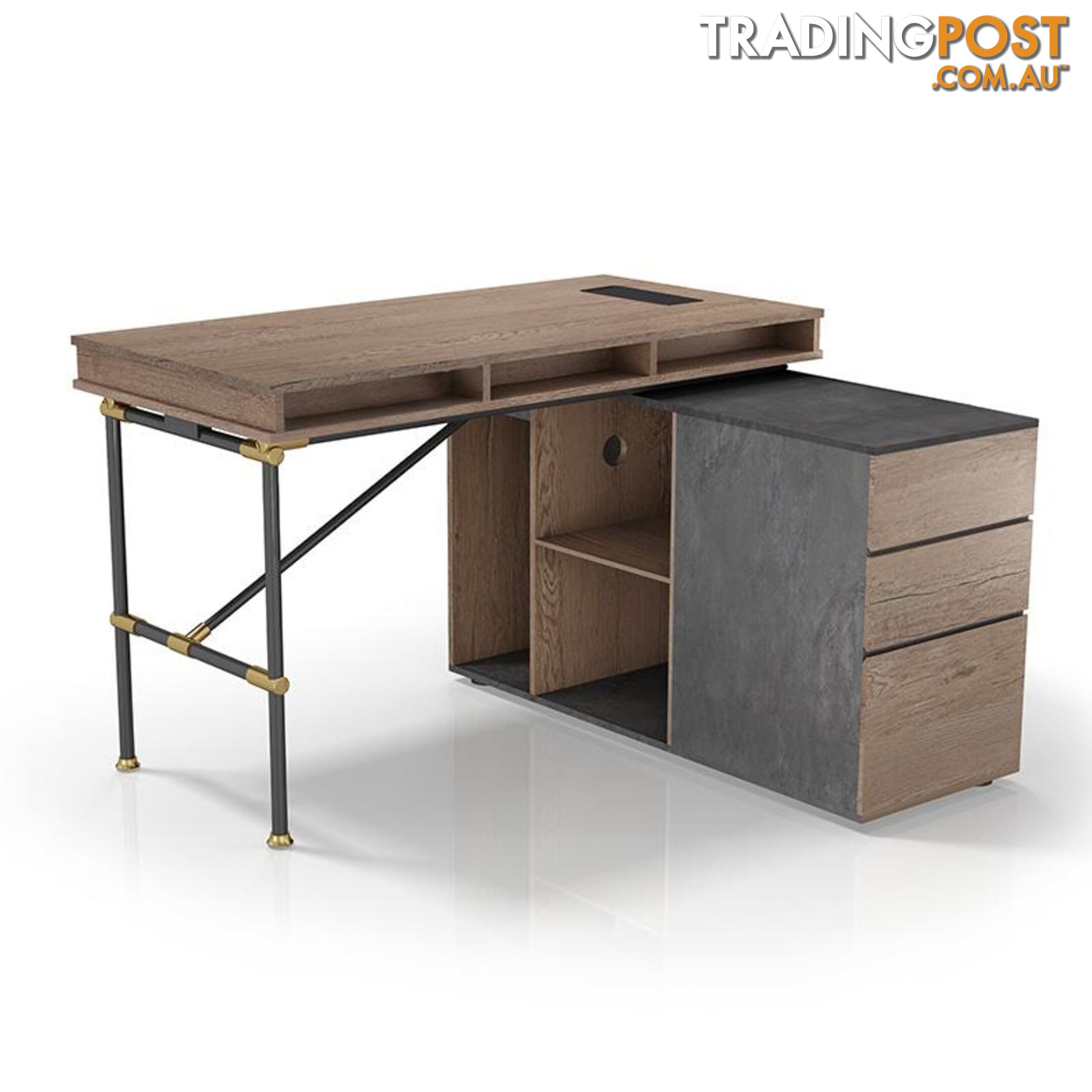 PARKER  Executive Office Desk  with Right Return 1.4M - Tobacco - WF-PW002B-R - 9334719004402