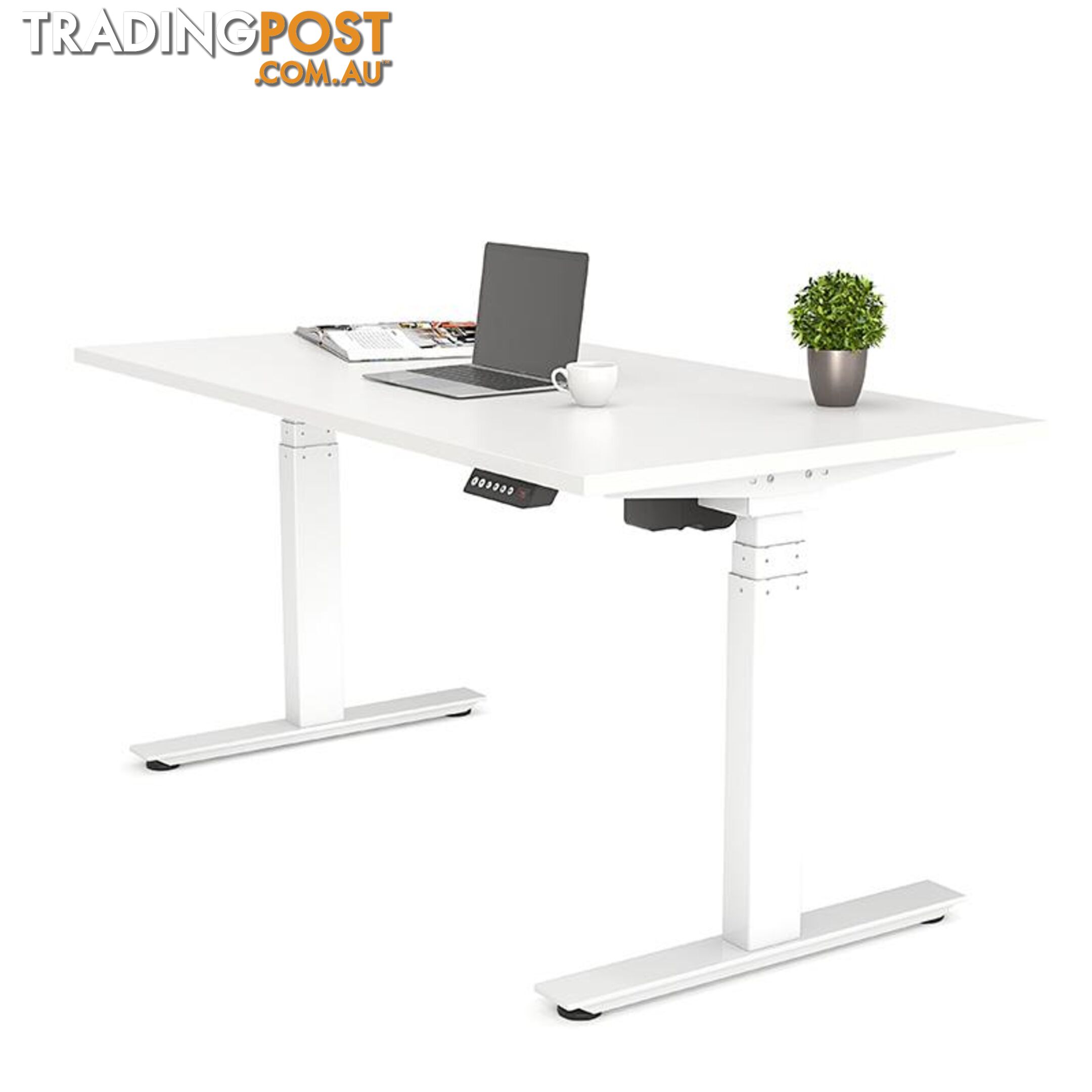 AGILE PRO Electric 2 Column Sit Standing Desk - 1200mm to 1800mm - White & White - OG_AGE2SSD127