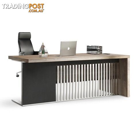 AFTAN Executive Desk with Pedestal & Left Mobile Return 1.8M - Warm Oak & Black - WF-N2806-L - 9334719003955