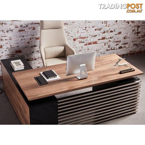 PHOENIX Executive Desk with Right Return 1.8M - Warm Oak & Black - WF-N1801-RIGHT - 9334719011578