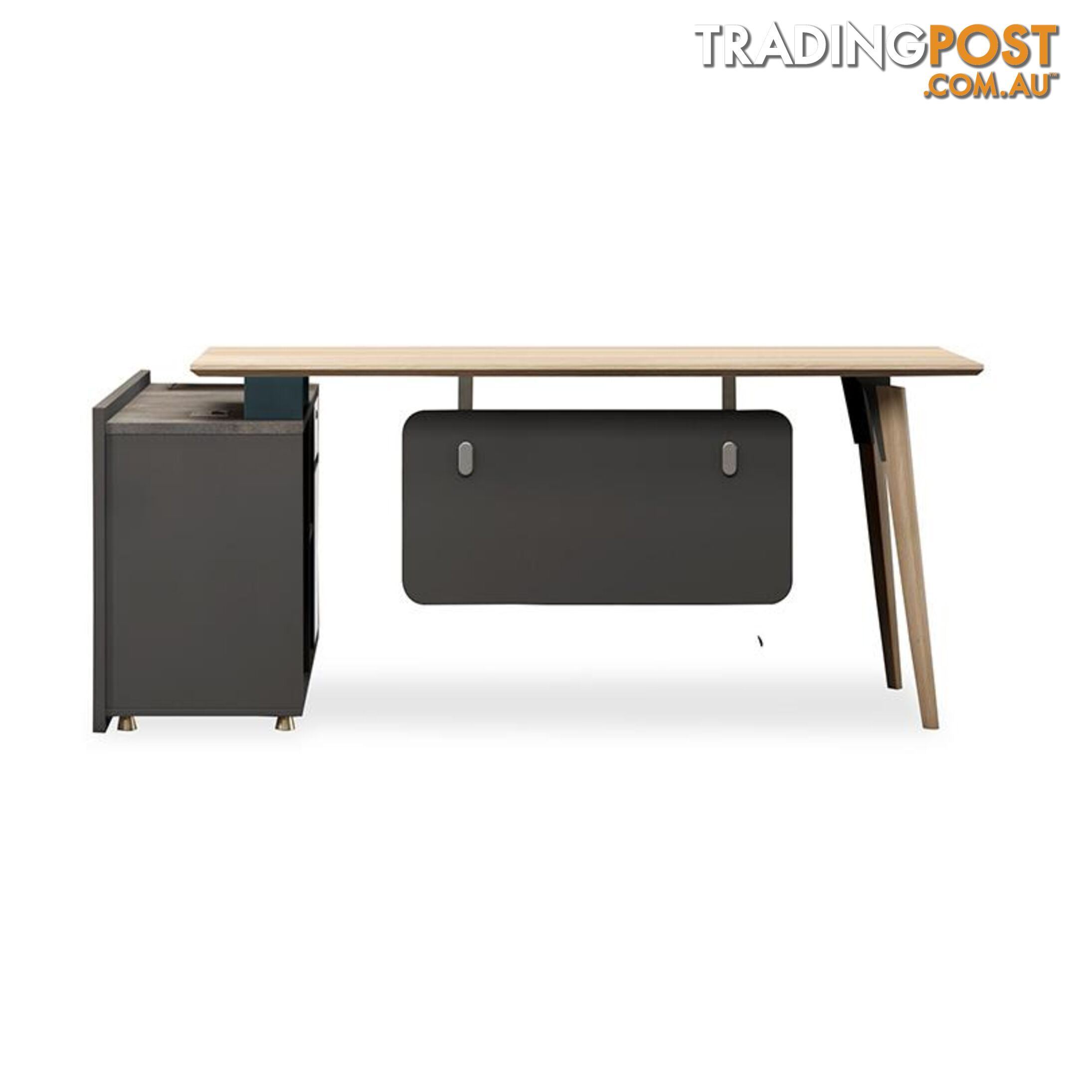 BAXTER Executive Desk Right Return 1.8M - Oak, Acacia Grey & Ivorie - MF-13NZJ004 - 9334719010380