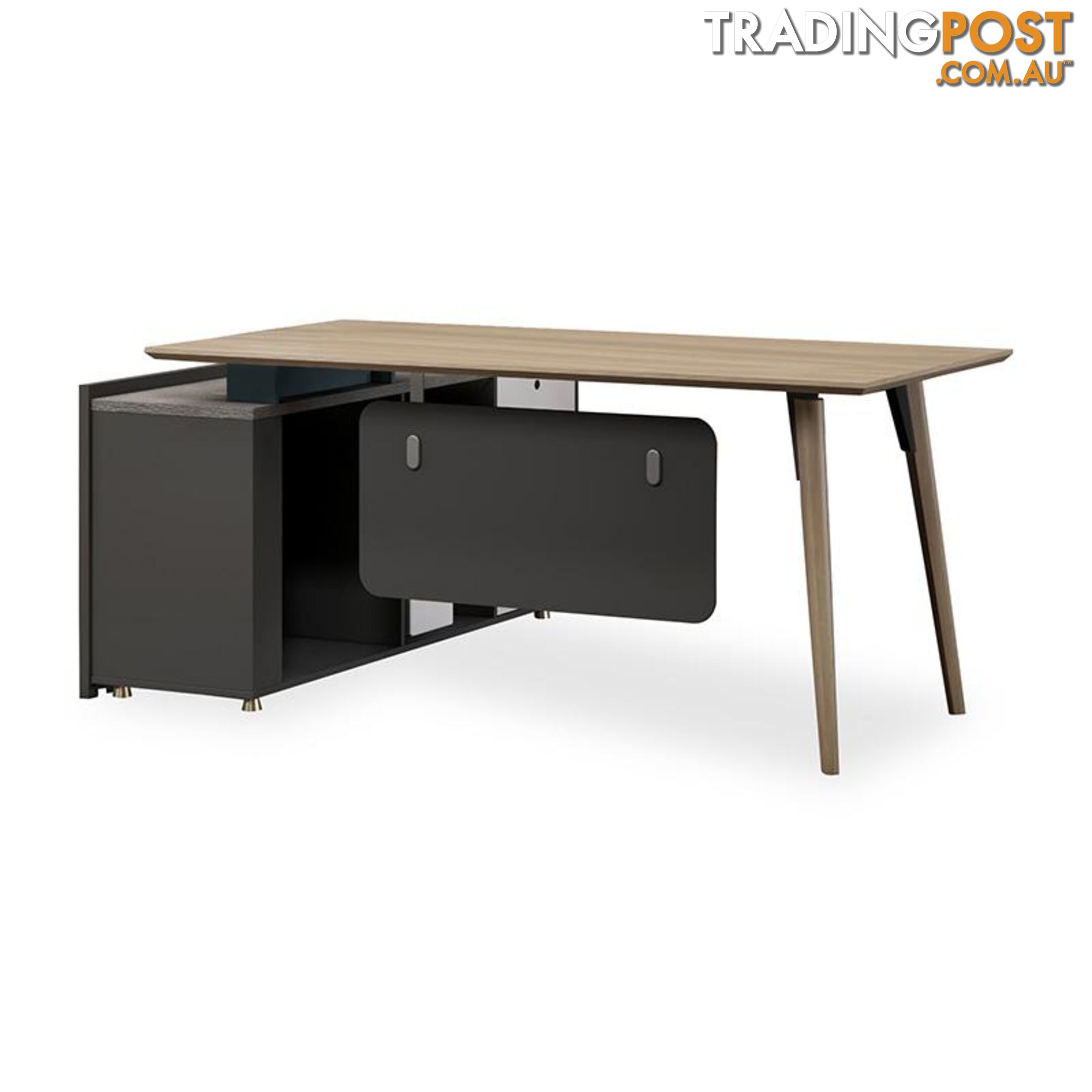 BAXTER Executive Desk Right Return 1.8M - Oak, Acacia Grey & Ivorie - MF-13NZJ004 - 9334719010380