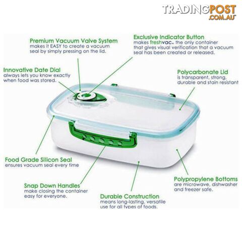 3pcs TouchVac Airtight Vacuum Sealed Kitchen Storage Container - Microwave Safe - KA-20692 - 8804122020692