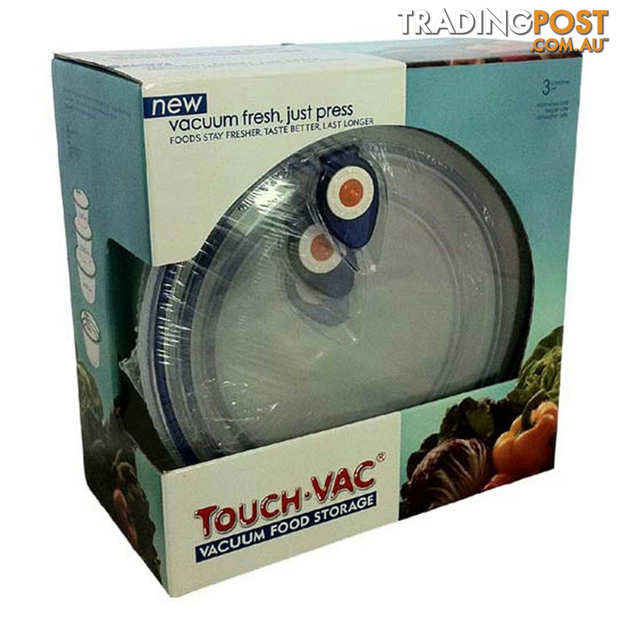 3pcs TouchVac Airtight Vacuum Sealed Kitchen Storage Container - Microwave Safe - KA-20692 - 8804122020692