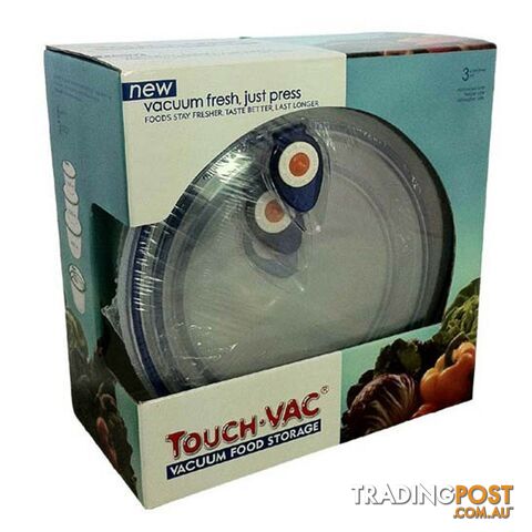 3pcs TouchVac Airtight Vacuum Sealed Kitchen Storage Container - Microwave Safe - KA-20692 - 8804122020692