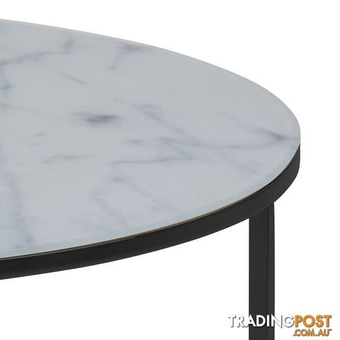 KOLINA Glass Marble Round Coffee Table 80cm - White - AC-0000086238 - 5713941114648