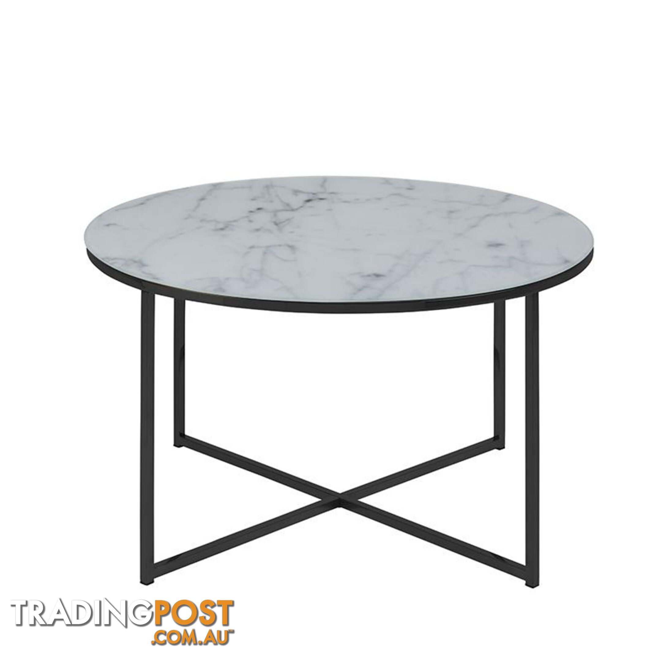 KOLINA Glass Marble Round Coffee Table 80cm - White - AC-0000086238 - 5713941114648