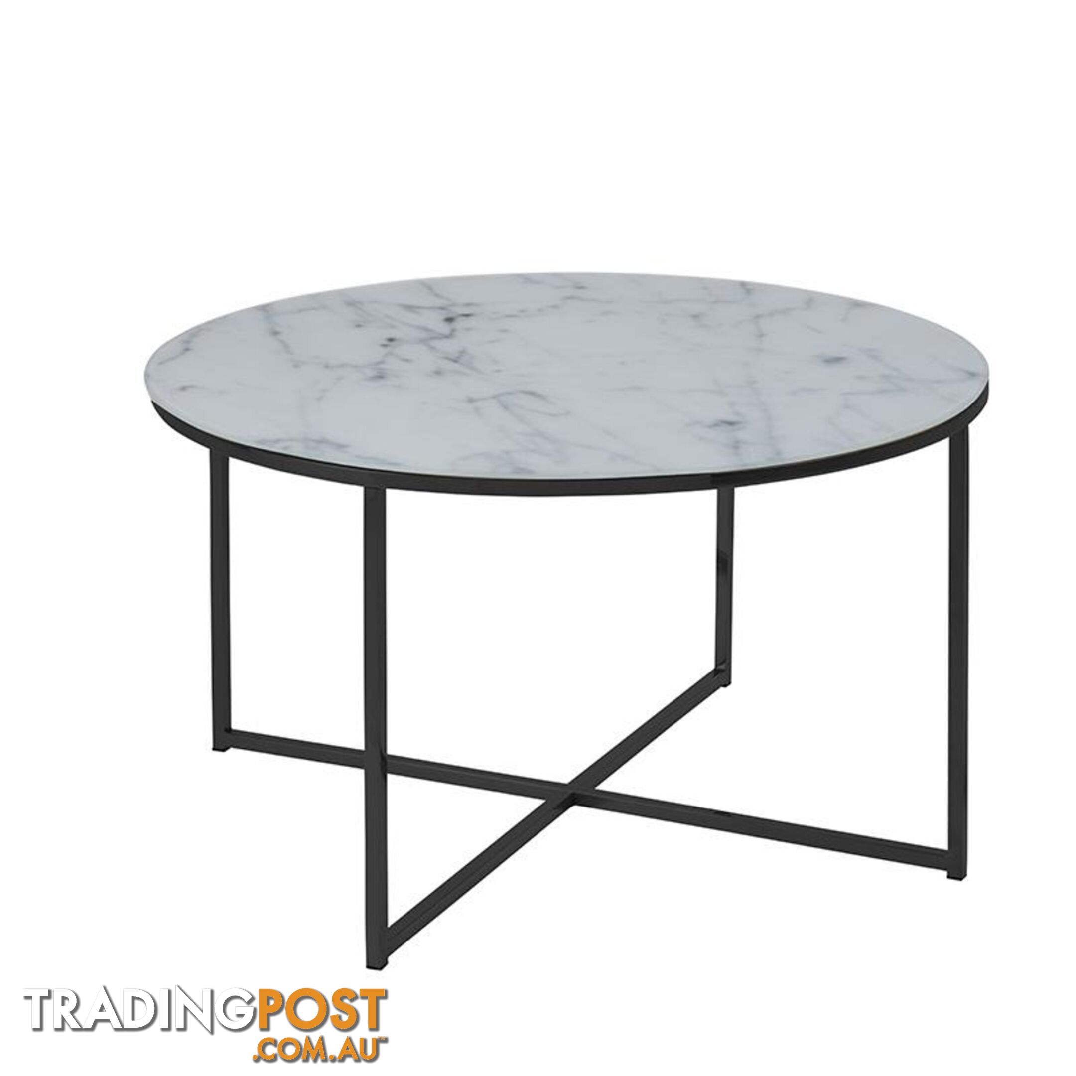 KOLINA Glass Marble Round Coffee Table 80cm - White - AC-0000086238 - 5713941114648