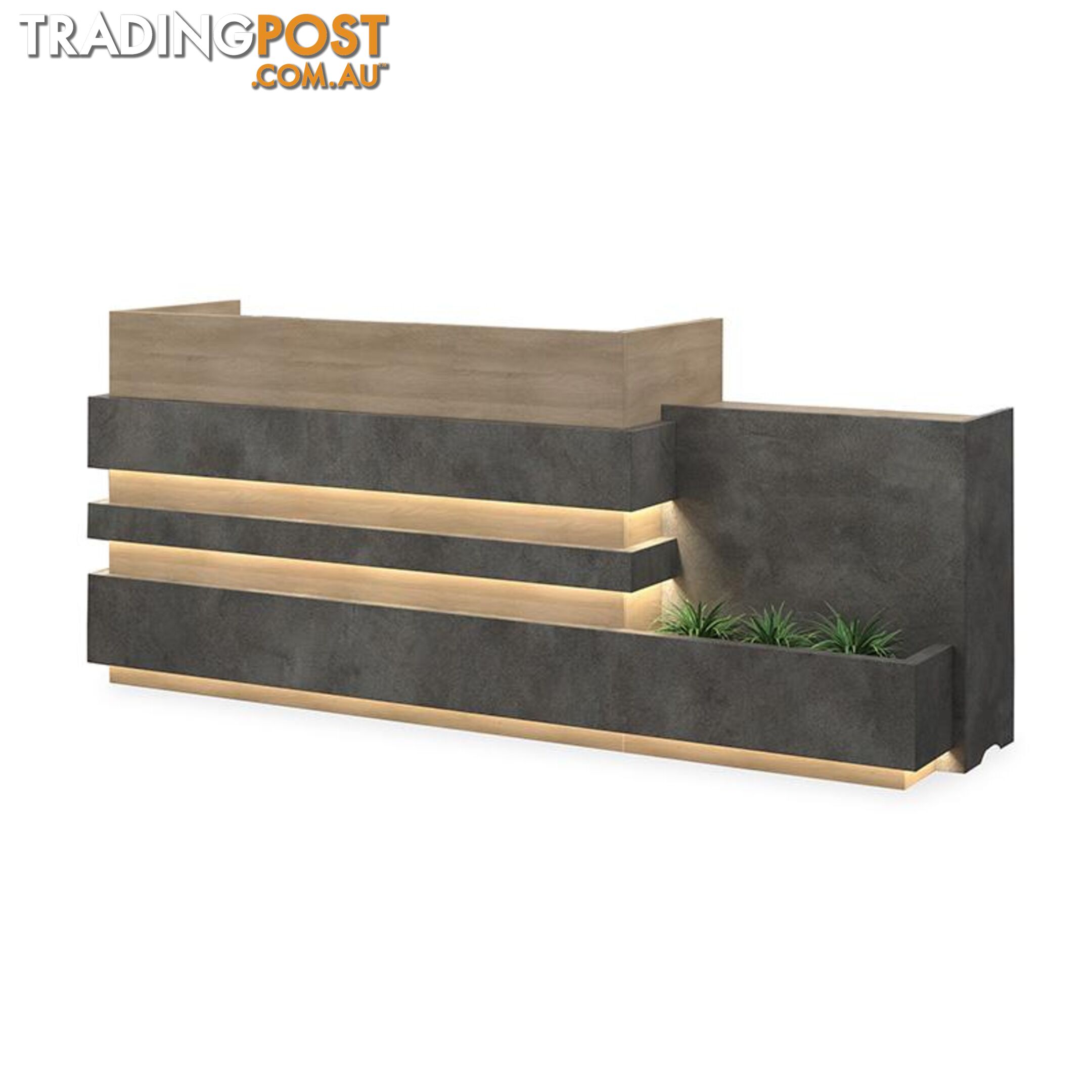 KERAN  Reception Desk 2.44M Right Panel - Acacia & Carbon Grey Colour - MF-27RZJ023 - 9334719010120