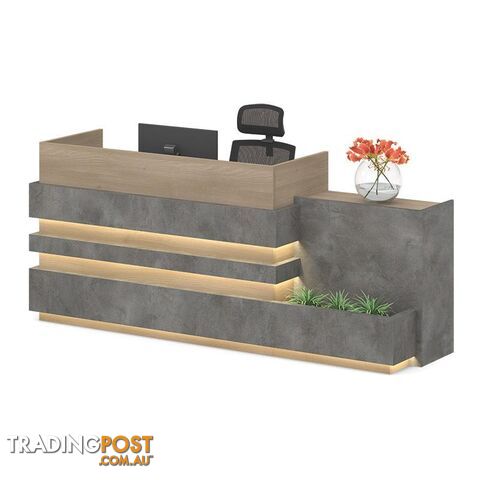 KERAN  Reception Desk 2.44M Right Panel - Acacia & Carbon Grey Colour - MF-27RZJ023 - 9334719010120