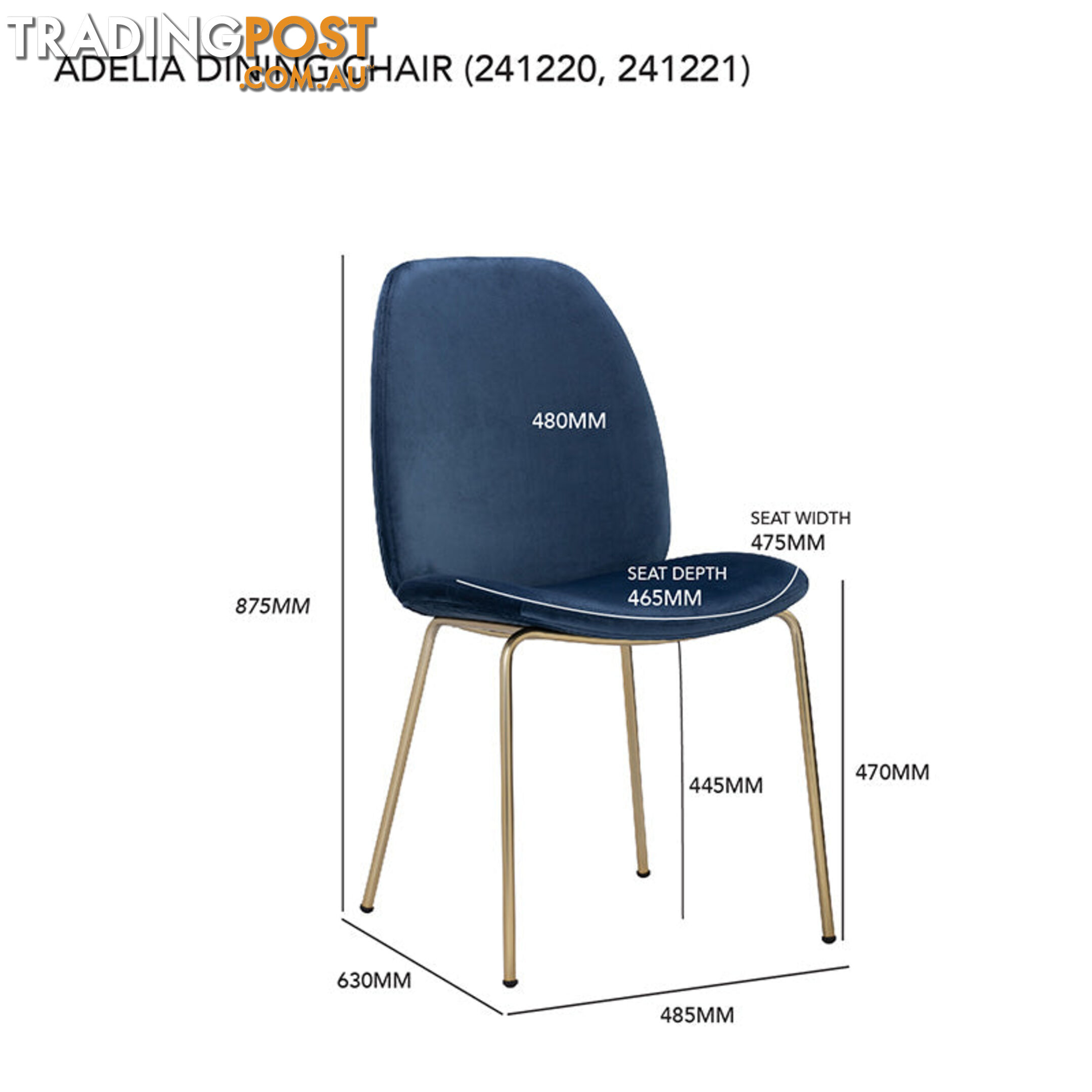 ADELIA Dining Chair - Tan & Black - 241220 - 5705994981704