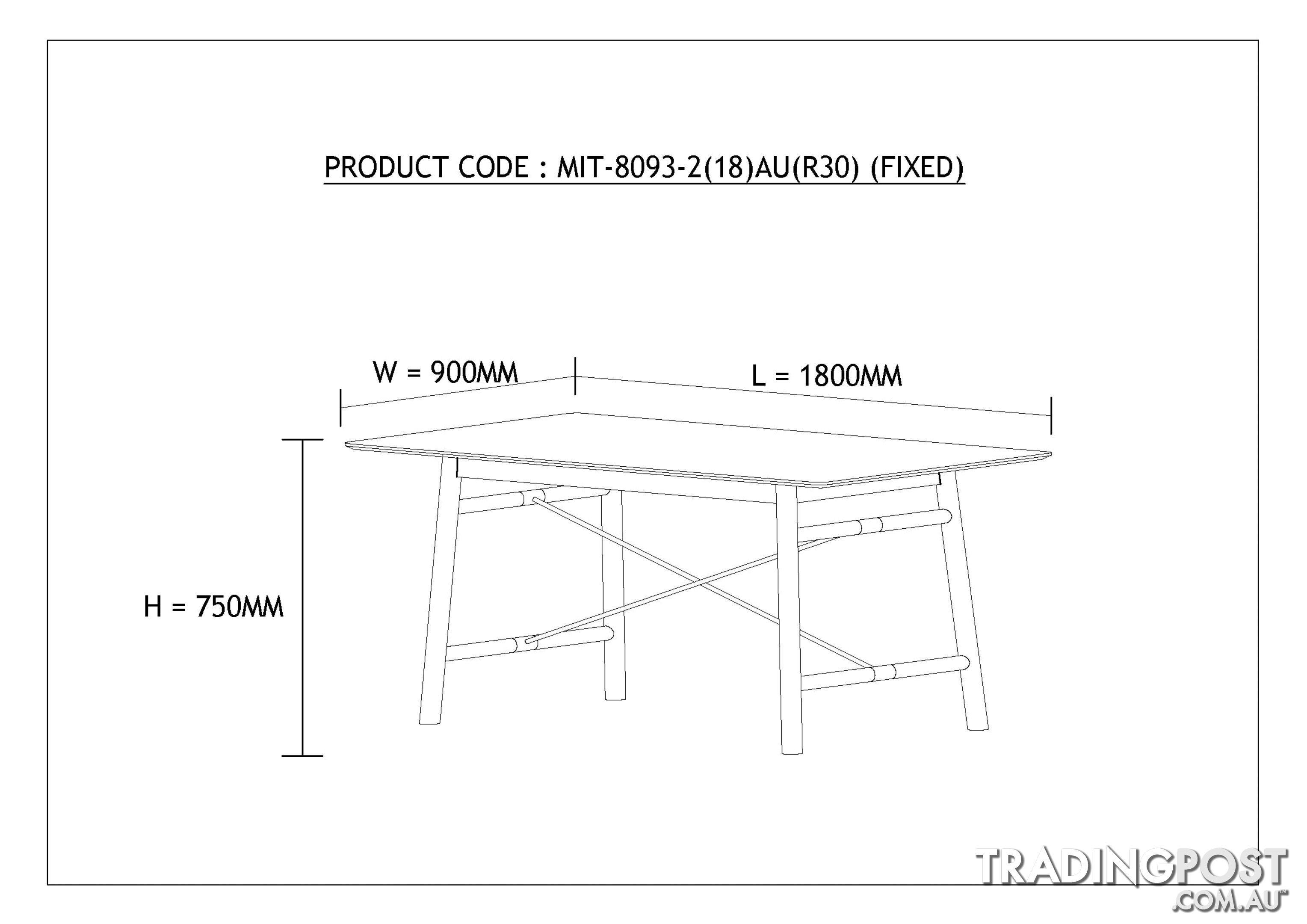 ZUMA Dining Table 1.8M - Natural - MI-T8093 - 9334719004167