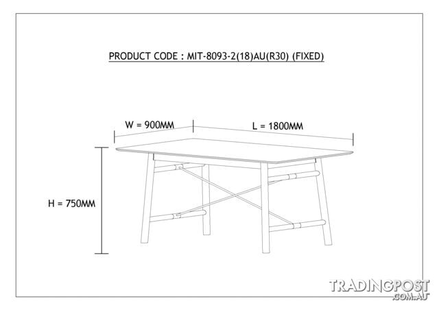 ZUMA Dining Table 1.8M - Natural - MI-T8093 - 9334719004167