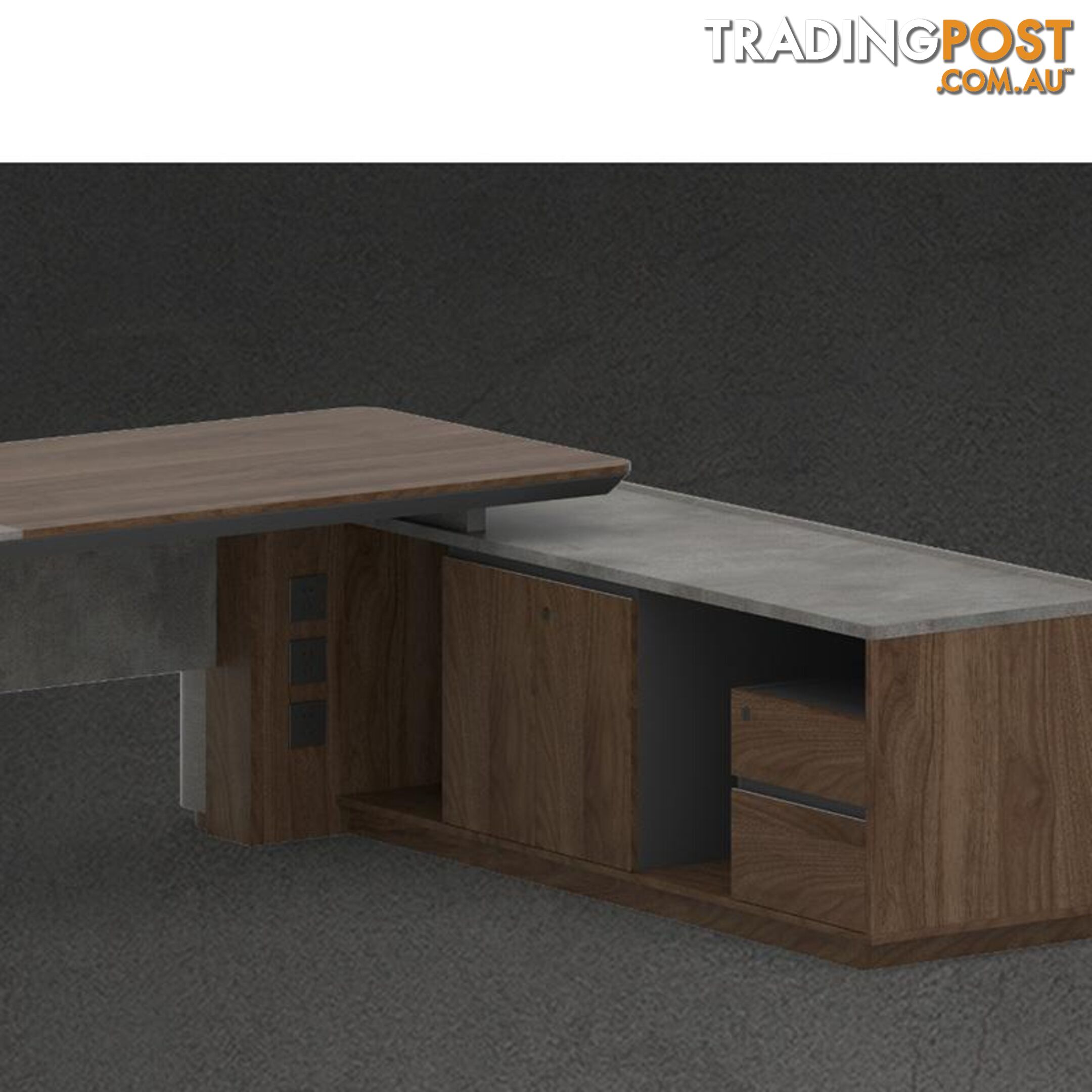 JAGGER Executive Desk Right Return 2.2M - Norica Walnut & Grey - MF-14MHM028 - 9334719010403