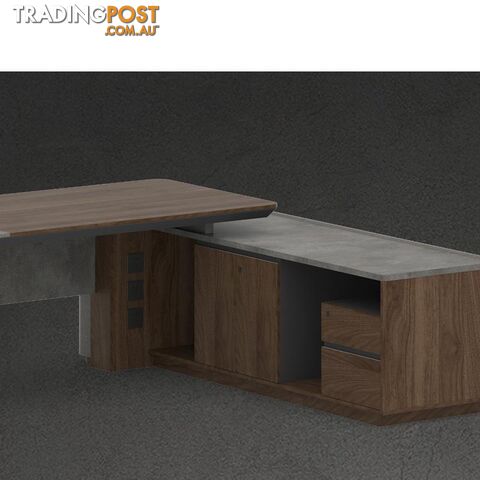 JAGGER Executive Desk Right Return 2.2M - Norica Walnut & Grey - MF-14MHM028 - 9334719010403