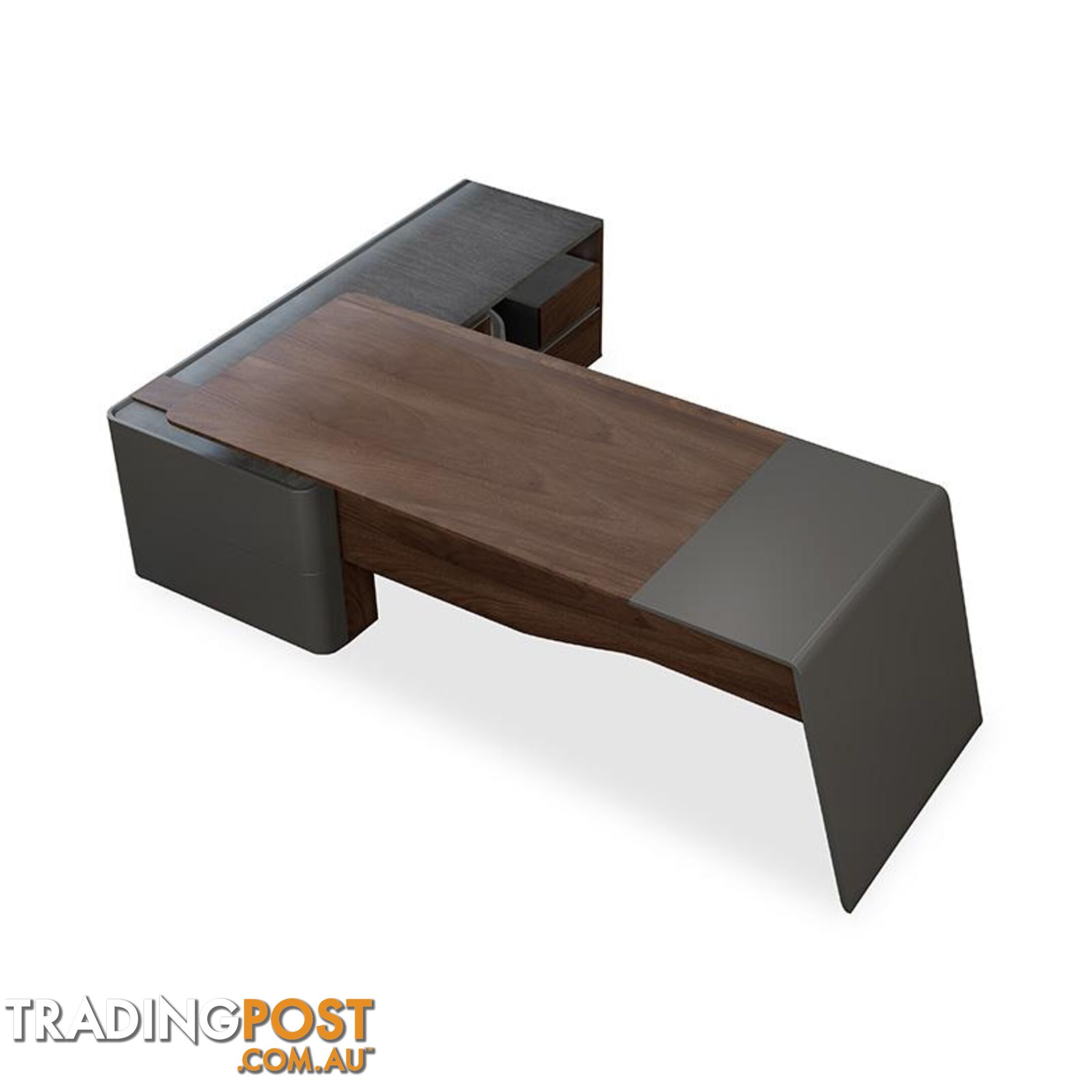 JAGGER Executive Desk Right Return 2.2M - Norica Walnut & Grey - MF-14MHM028 - 9334719010403