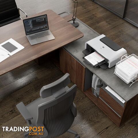JAGGER Executive Desk Right Return 2.2M - Norica Walnut & Grey - MF-14MHM028 - 9334719010403