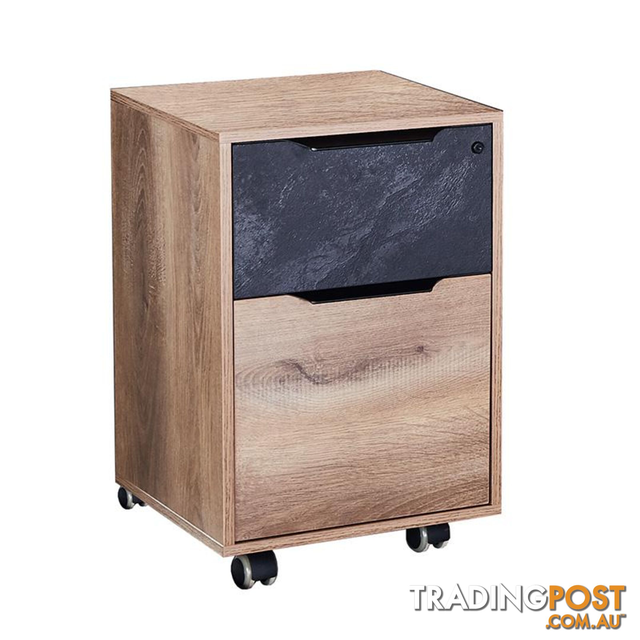 Daxton Mobile Cabinet 41cm - Warm Oak & Black - WF-N2802-CAB - 9334719003870