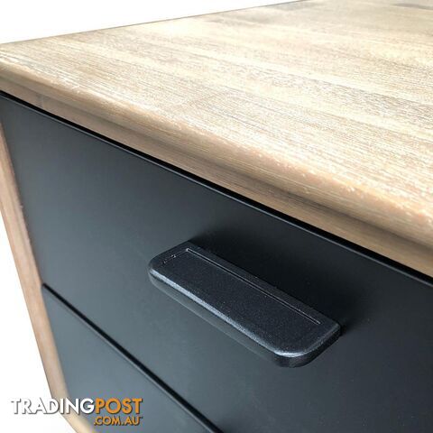 Binder Tall Sideboard 140cm Acacia Solid Wood - Sandblast & Black - 343012 - 9334719008998