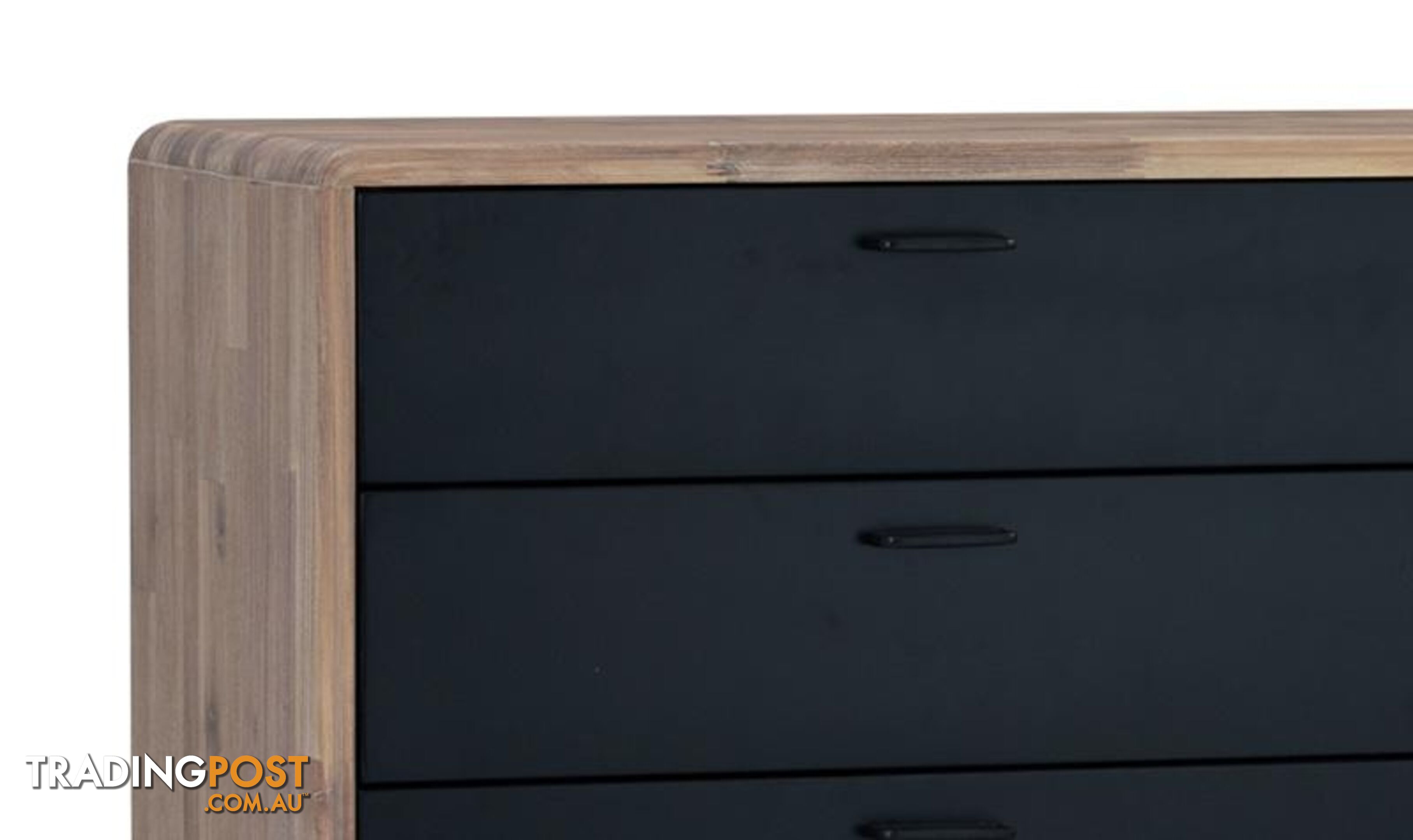 Binder Tall Sideboard 140cm Acacia Solid Wood - Sandblast & Black - 343012 - 9334719008998