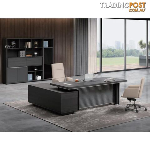 MATEES Executive Desk Reversible  2.4M - Grey/ Brown - DF-BJSD1124 - 9334719010359