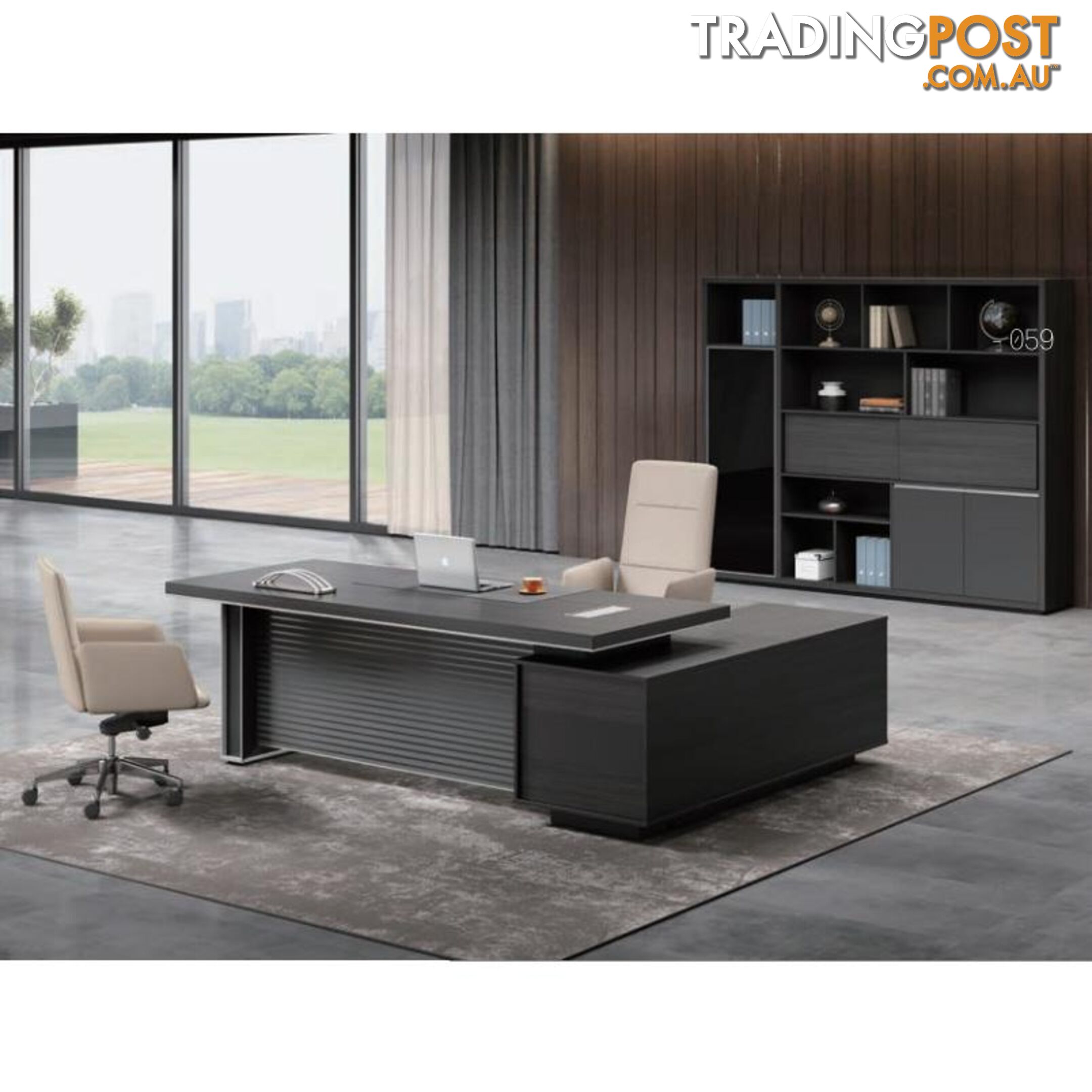 MATEES Executive Desk Reversible  2.4M - Grey/ Brown - DF-BJSD1124 - 9334719010359