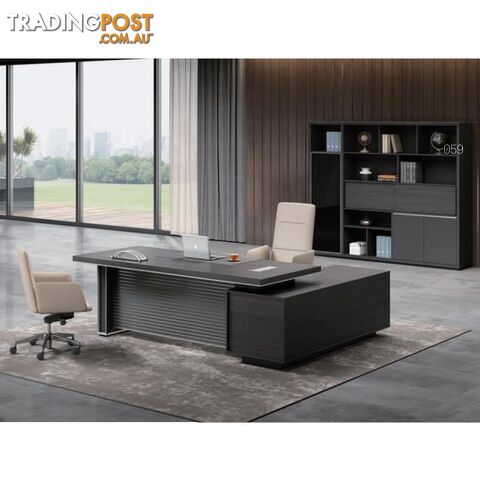 MATEES Executive Desk Reversible  2.4M - Grey/ Brown - DF-BJSD1124 - 9334719010359