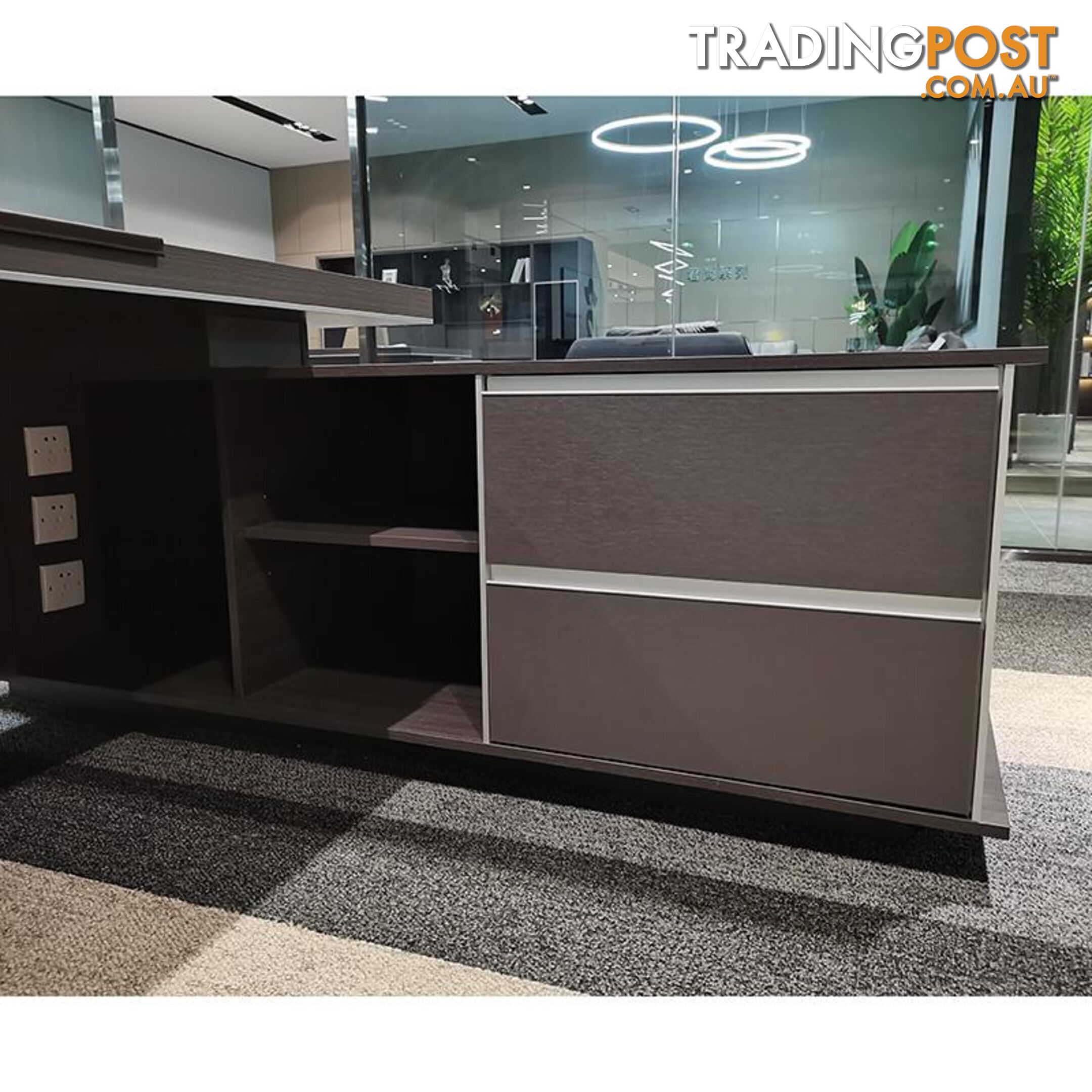 MATEES Executive Desk Reversible  2.4M - Grey/ Brown - DF-BJSD1124 - 9334719010359