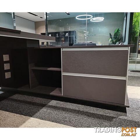 MATEES Executive Desk Reversible  2.4M - Grey/ Brown - DF-BJSD1124 - 9334719010359