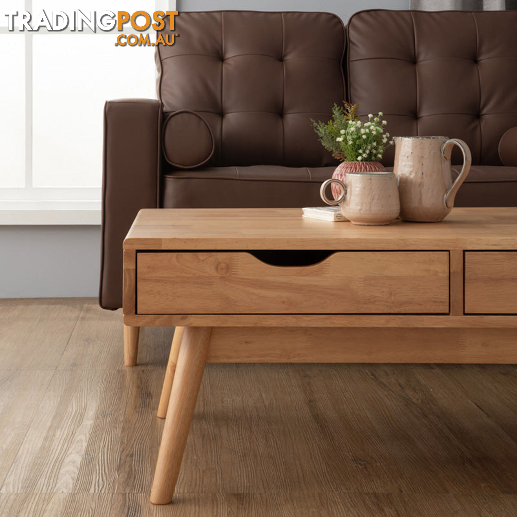 LAMAR Coffee Table with 2 Drawers 106cm - Natural - 133058 - 9334719000572