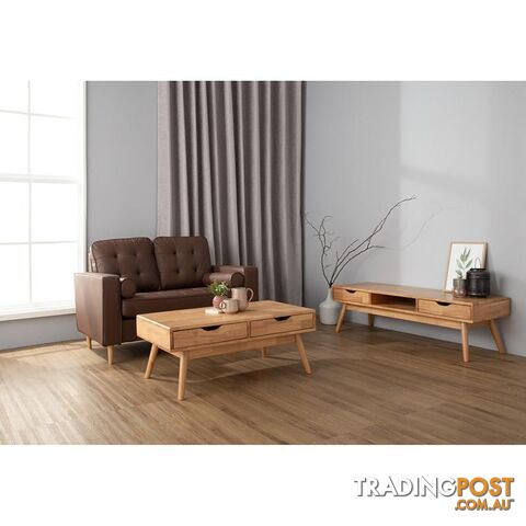 LAMAR Coffee Table with 2 Drawers 106cm - Natural - 133058 - 9334719000572