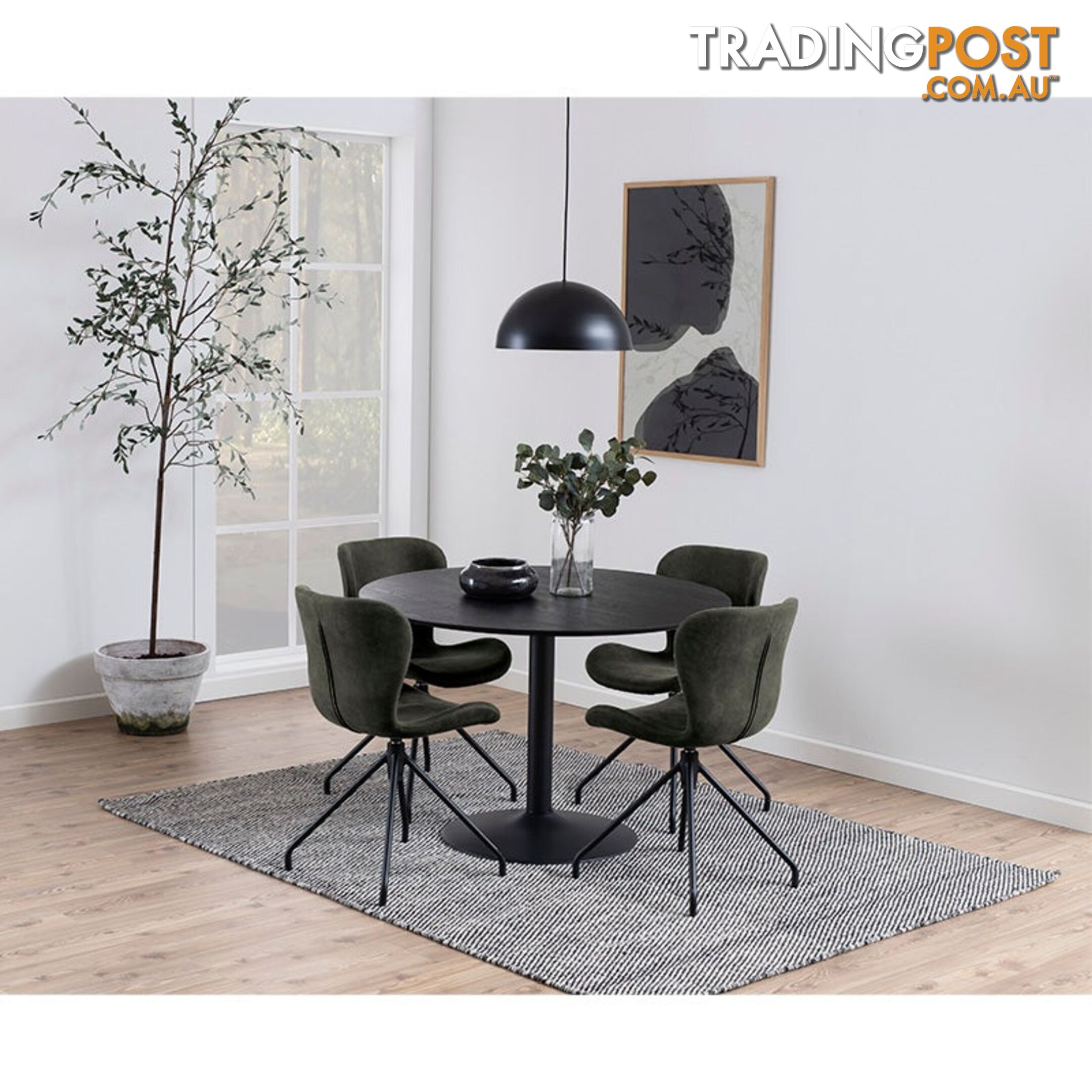 TITAN Round Dining Table 110cm - Black - AC-H000020291 - 5713941135223