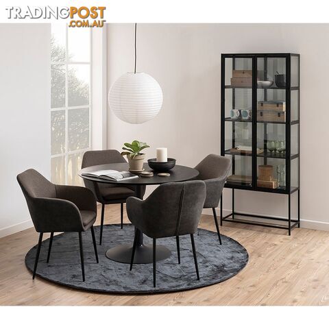 TITAN Round Dining Table 110cm - Black - AC-H000020291 - 5713941135223