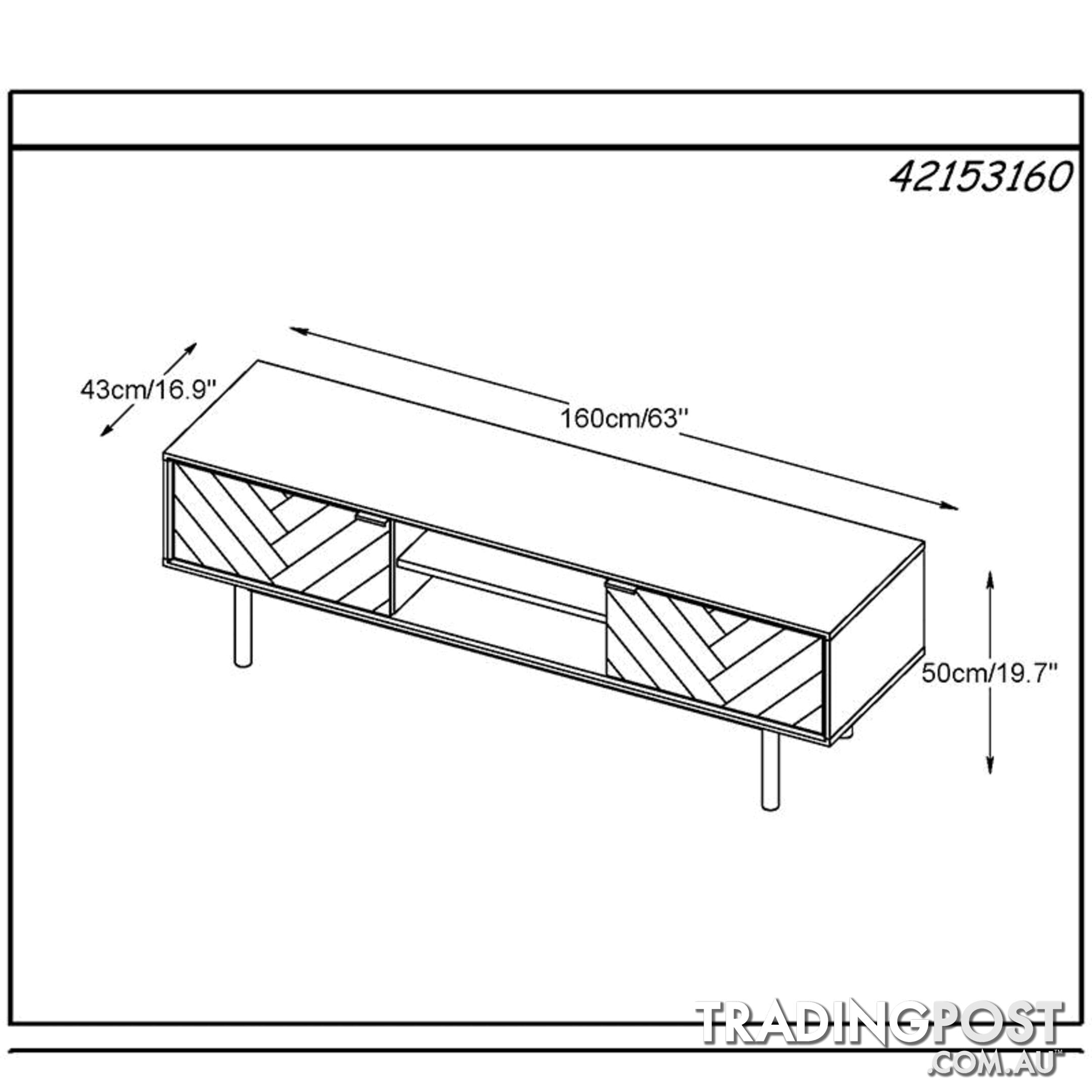 CALVI TV Entertainment Unit 1.6M - Natural & Black - 42153160 - 5704745089690