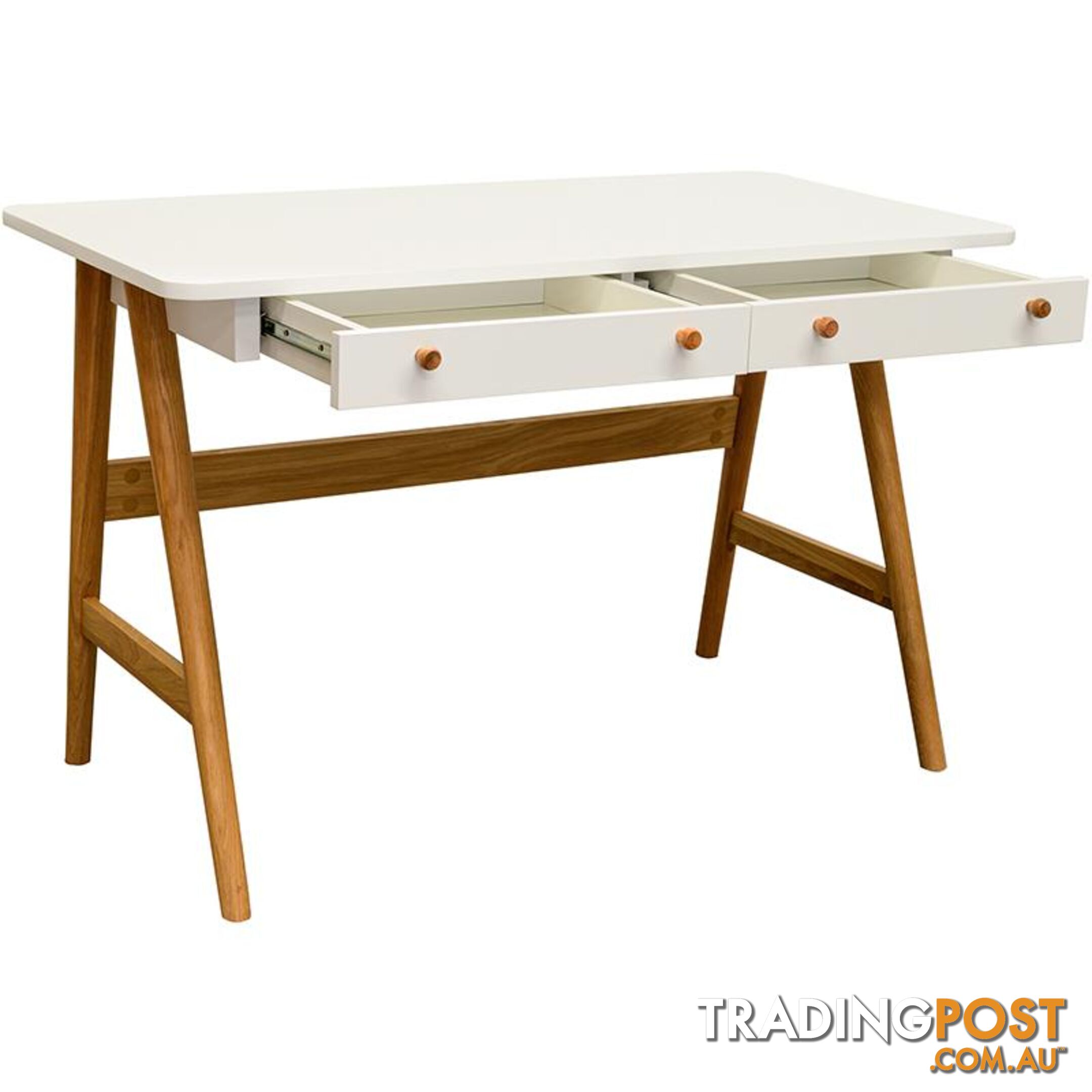 KAISU Study Desk 120cm -  White & Natural - 36472270 - 5704745068190