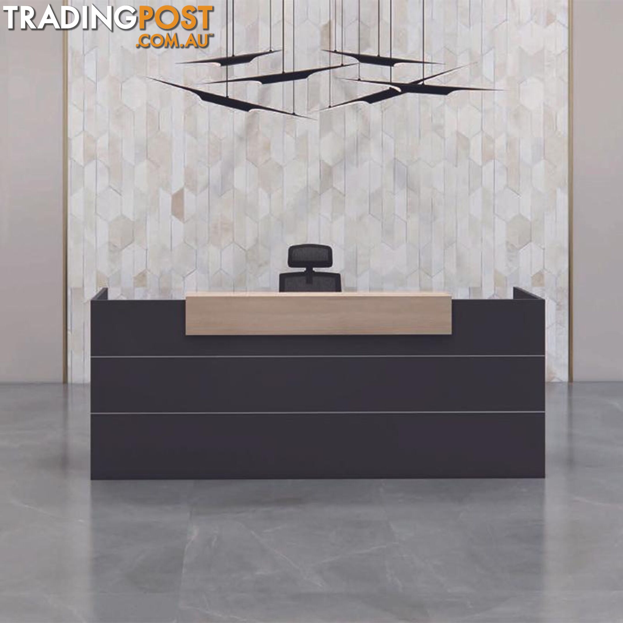 BELEN Reception Desk 1.8M - Acacia & Carbon Grey - MF-27RZJ047 - 9334719011769