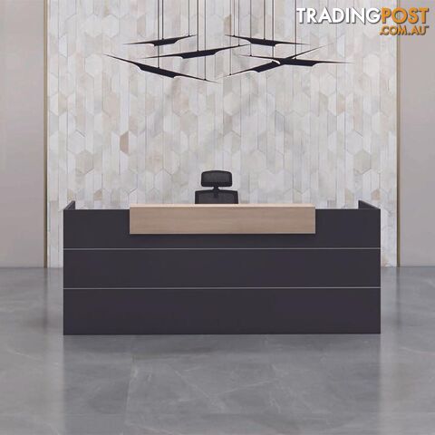 BELEN Reception Desk 1.8M - Acacia & Carbon Grey - MF-27RZJ047 - 9334719011769