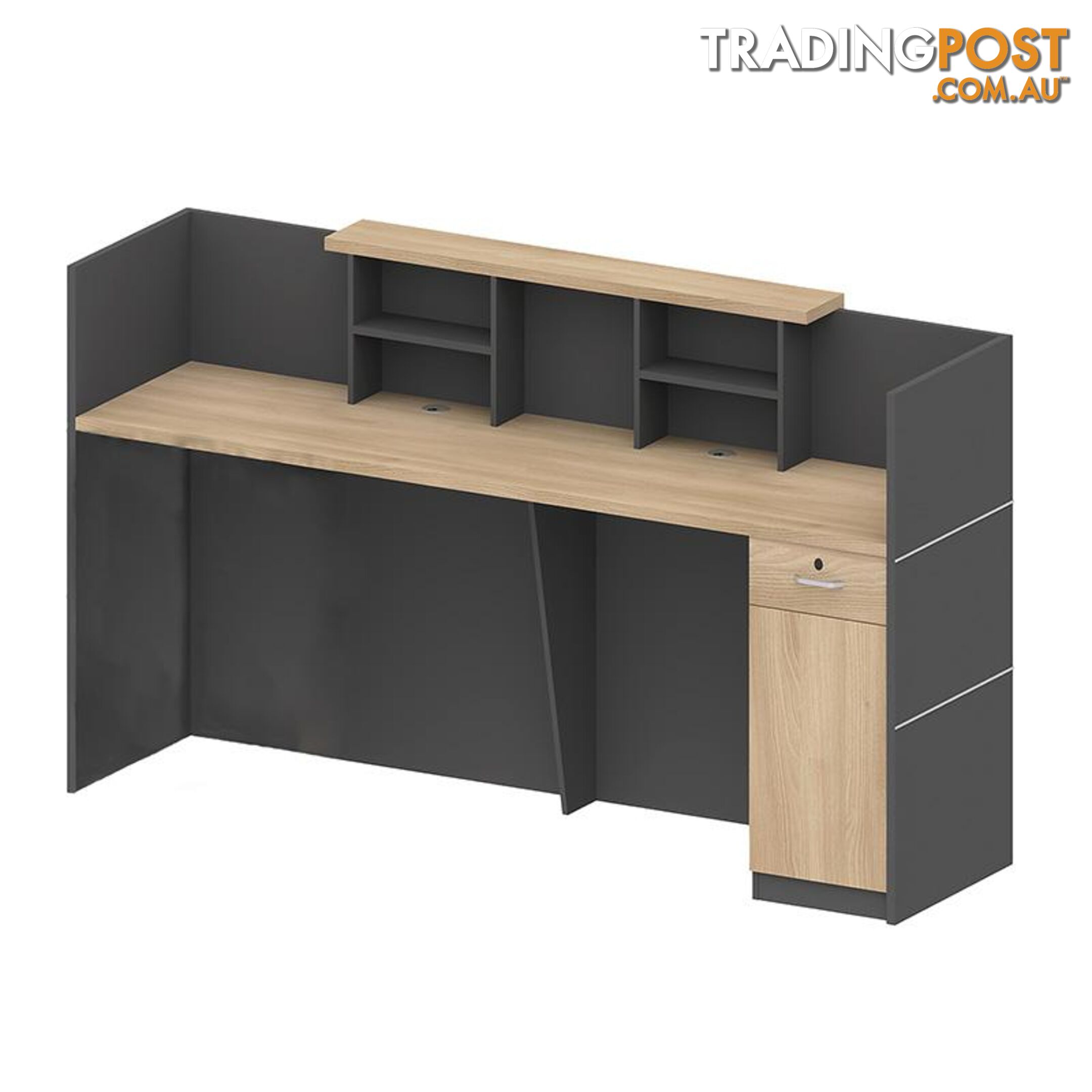 BELEN Reception Desk 1.8M - Acacia & Carbon Grey - MF-27RZJ047 - 9334719011769