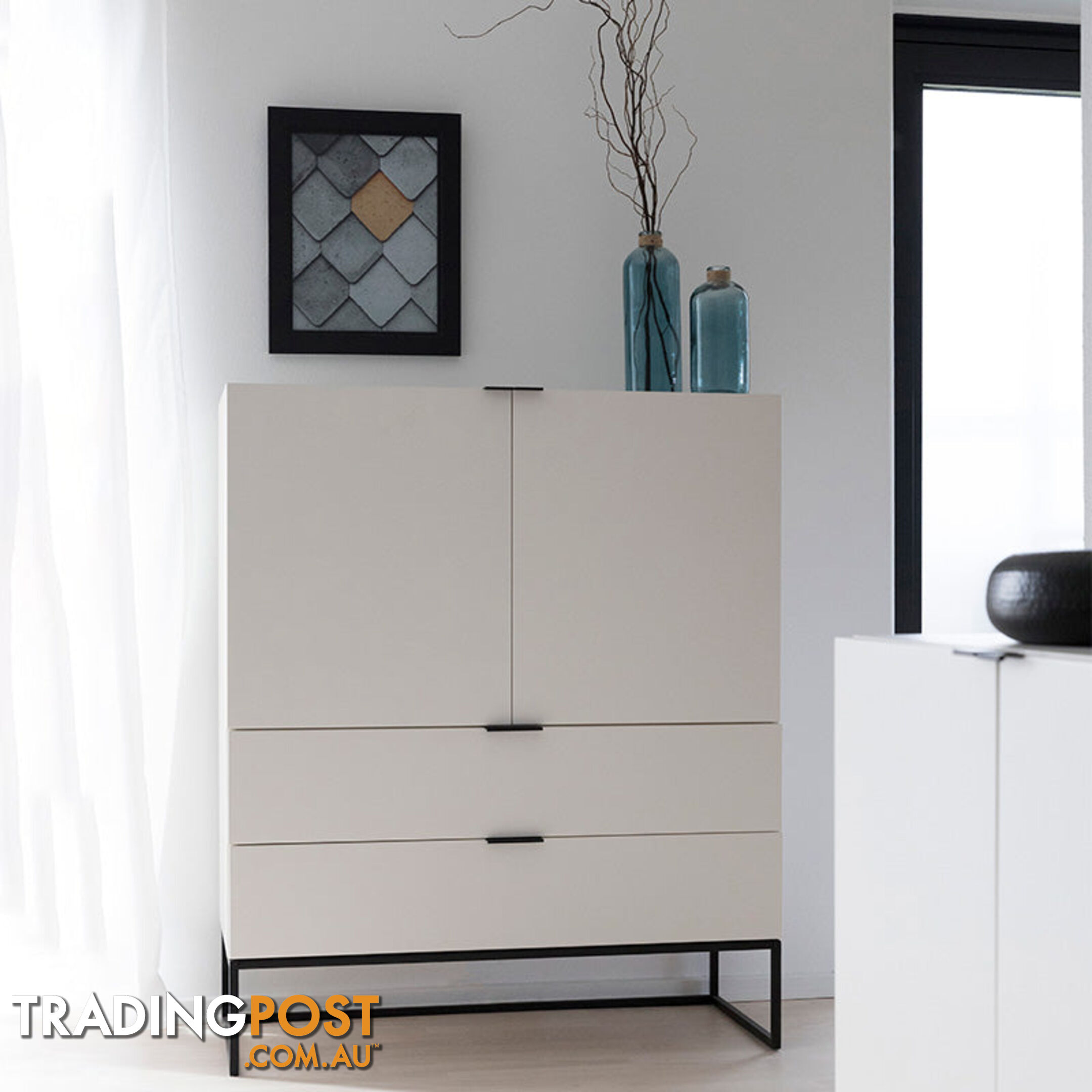 SVANA Tall Sideboard 100cm - White - AC-H000020354 - 5713941037718