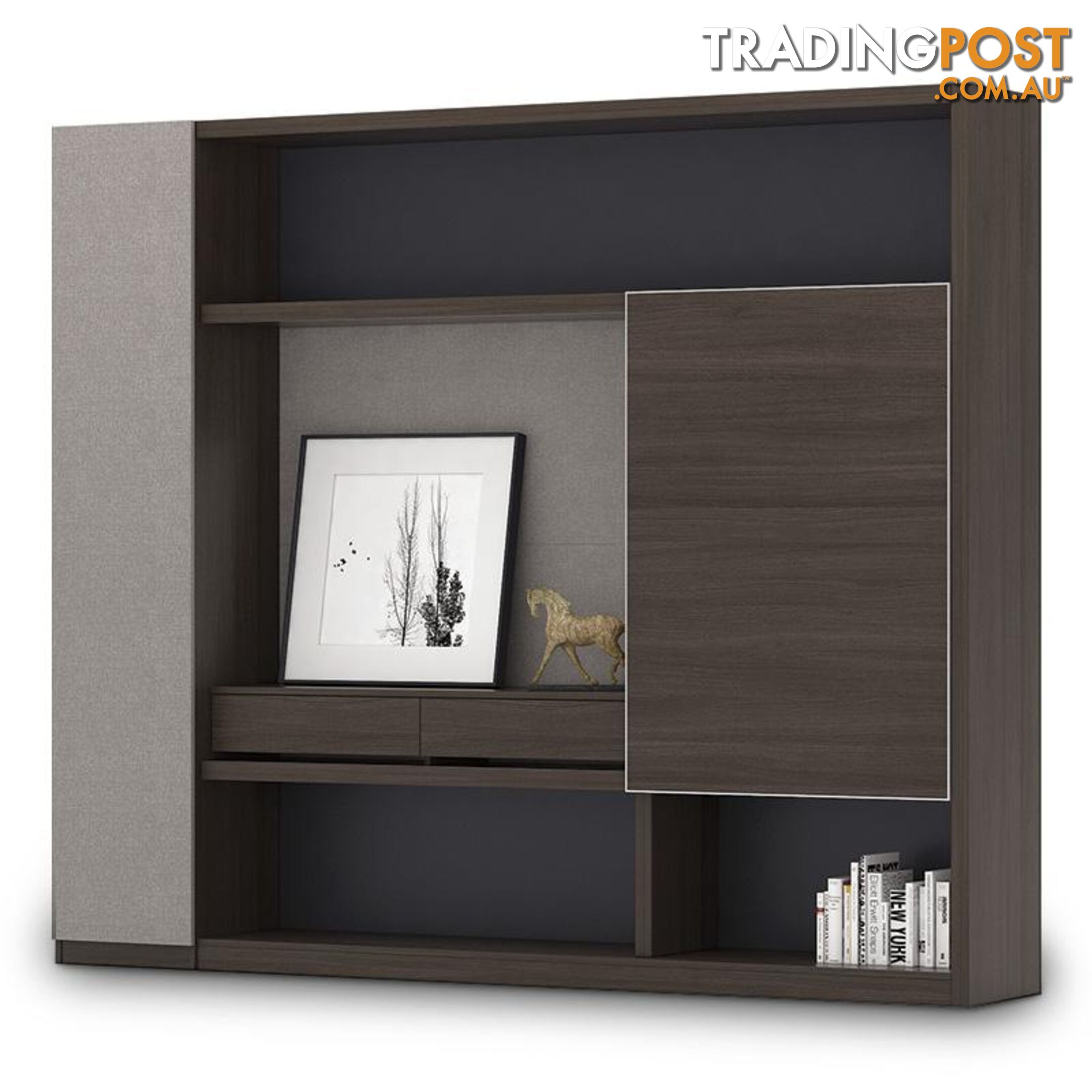 Carter Display Cabinet 2.4M - Coffee & Grey - MF-22BKD603 - 9334719001371