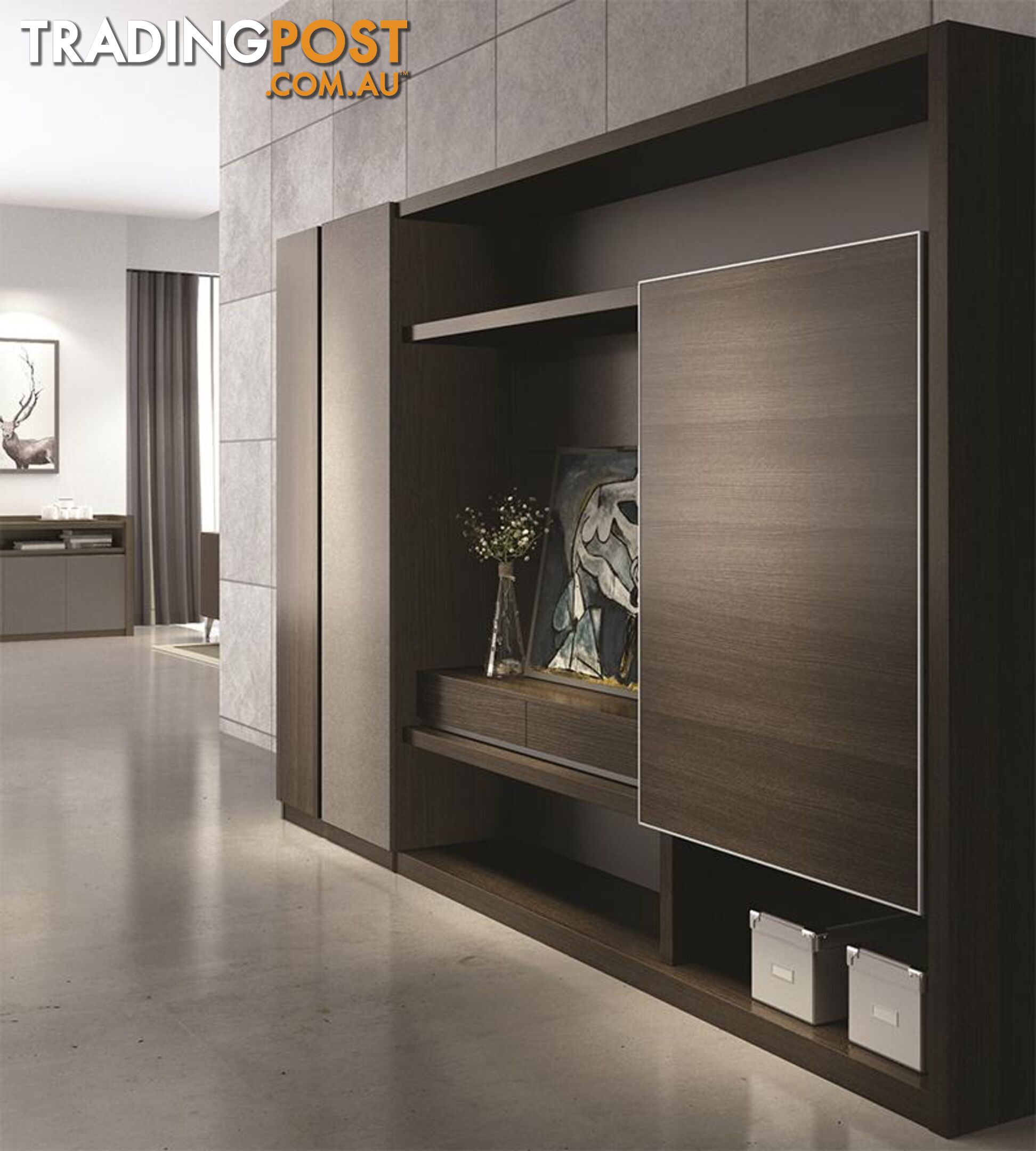 Carter Display Cabinet 2.4M - Coffee & Grey - MF-22BKD603 - 9334719001371