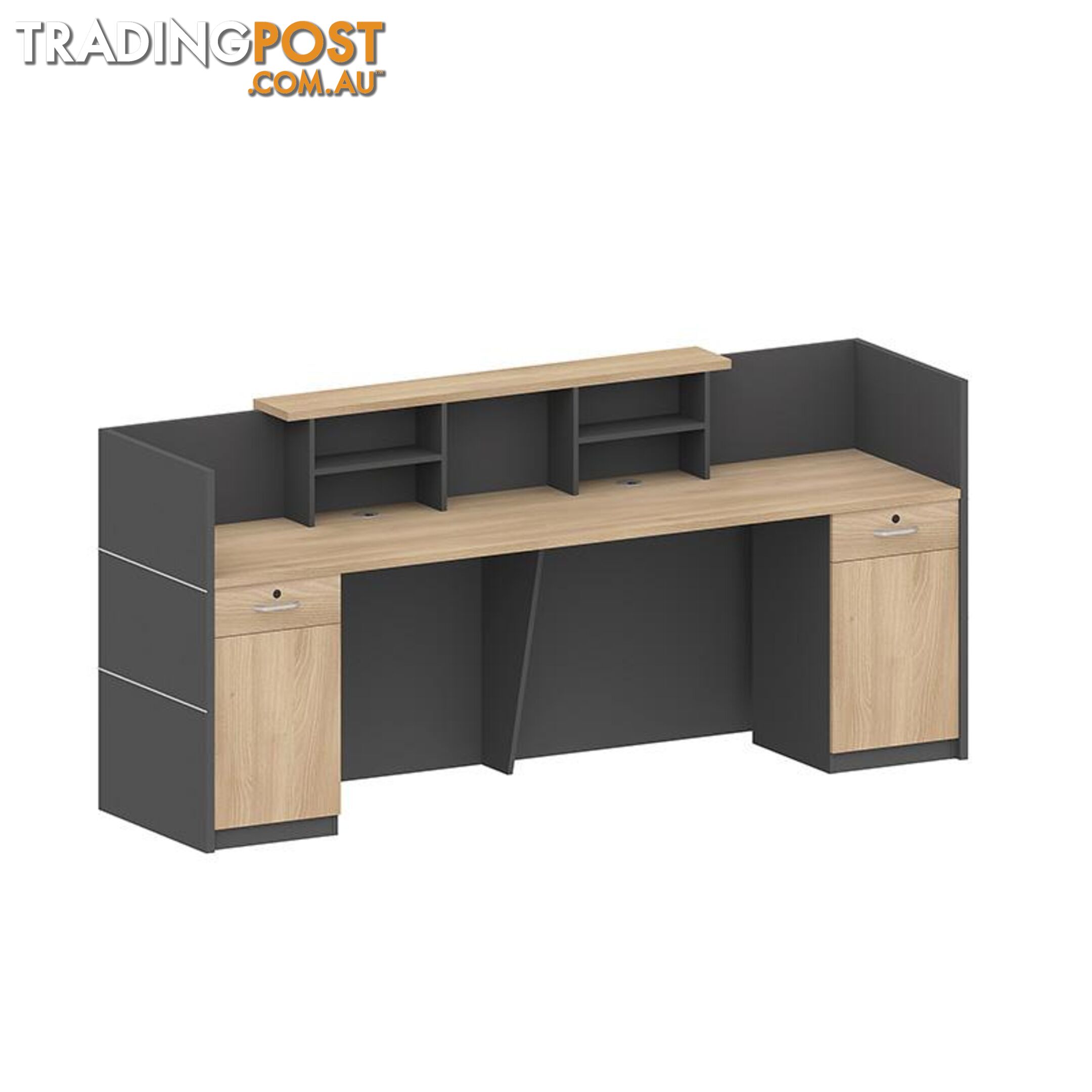 BELEN Reception Desk 2.4M - Acacia & Carbon Grey - MF-27RZJ049 - 9334719011776