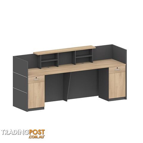 BELEN Reception Desk 2.4M - Acacia & Carbon Grey - MF-27RZJ049 - 9334719011776