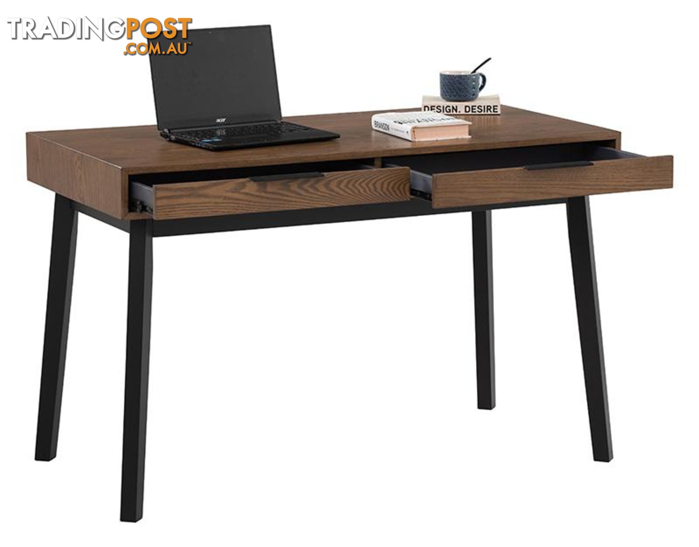 MALTON Study Desk 120cm - Black & Walnut - 124024 - 9334719000442