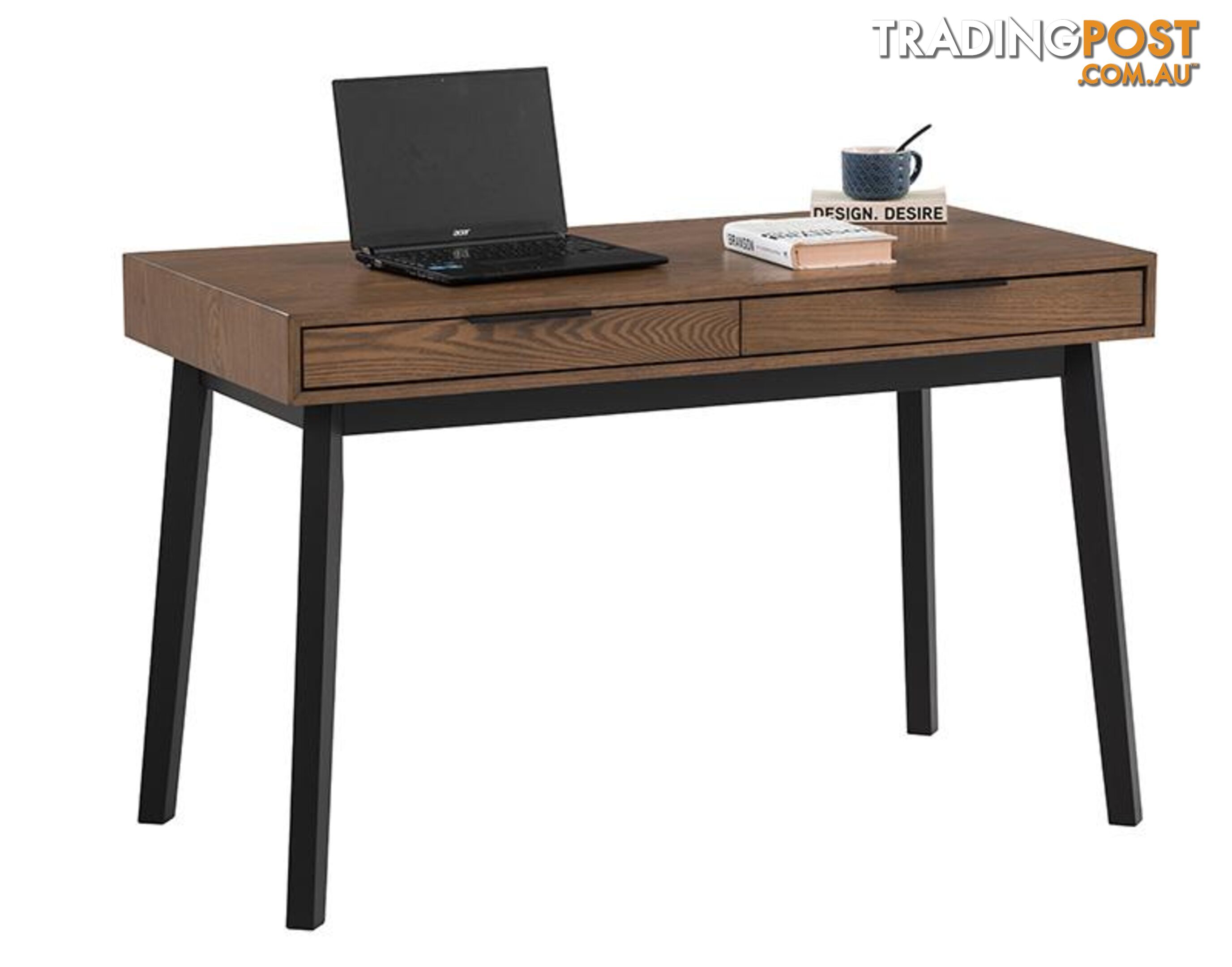 MALTON Study Desk 120cm - Black & Walnut - 124024 - 9334719000442